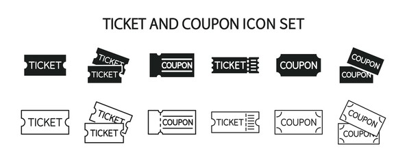 Ticket and coupon icon set - obrazy, fototapety, plakaty