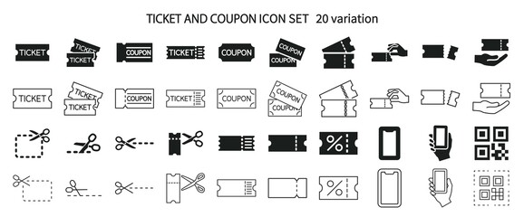 Ticket and coupon icon set
