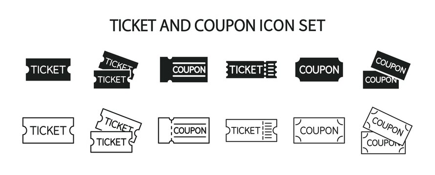 Ticket and coupon icon set