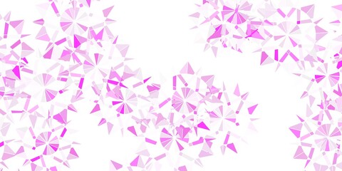 Light pink, yellow vector background with christmas snowflakes.