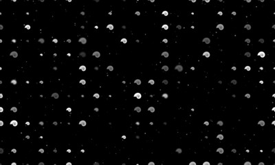 Obraz premium Seamless background pattern of evenly spaced white marine nautilus symbols of different sizes and opacity. Vector illustration on black background with stars