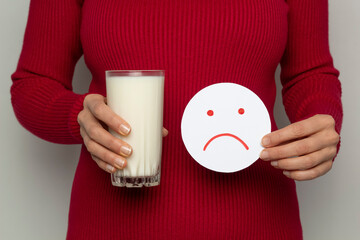 Pain in abdomen from milk. Lactose intolerance.