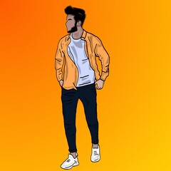 Alone boy vector drawing art design