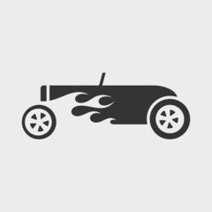 Hot rod convertible. Monochrome vector pictogram or illustration