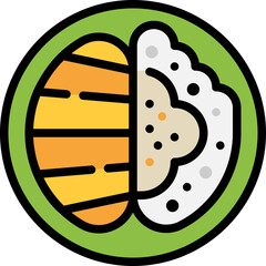 mango sticky rice filled outline icon