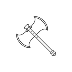 Viking Battle Axe Outline Icon Illustration on White Background