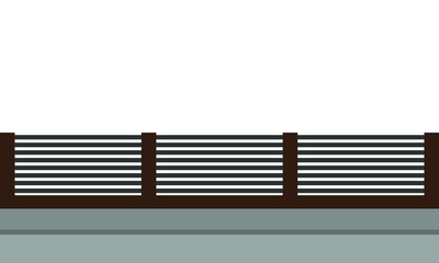Fence along the sidewalk on a white background