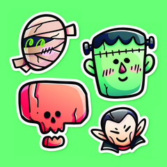 HAND DRAWN CUTE MONSTERS CARTOON STICKERS