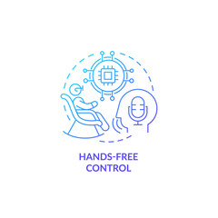 Hands-free control blue gradient concept icon. Smart technology for elderly abstract idea thin line illustration. Operate appliances without hands. Isolated outline drawing. Myriad Pro-Bold font used