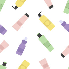 Seamless pattern of hair care products.