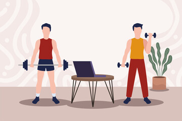 Fototapeta premium men lifting weights