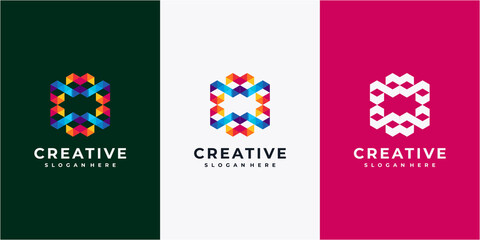Abstract colorful geometric logo design inspirations