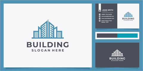 Building logo with modern line art design, design template, logo, logo template, architecture logo