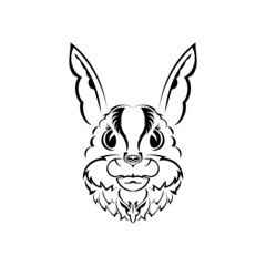 Head of a hare in tattoo style. Isolated symbol of 2023. Vector.