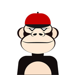 Fototapeta premium Simple illustration ape wearing cap for non fungible token concept