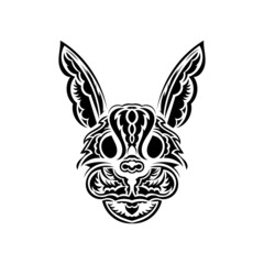 Fototapeta na wymiar Rabbit head in Polynesian style. Isolated symbol of 2023.