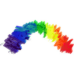 Stylized hand-drawn rainbow with splashes