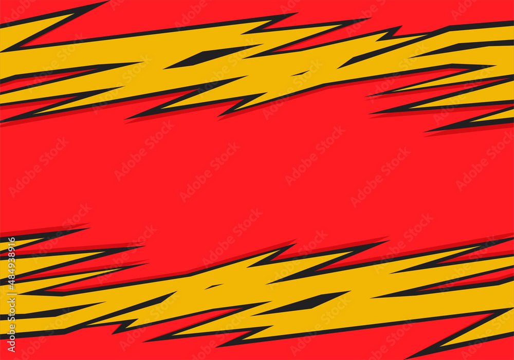 Aufkleber abstract red background with yellow spikes and zigzag line pattern and with some copy space area
