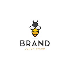 simple and clean bee logo design, honey logo, insect vector, icon, template