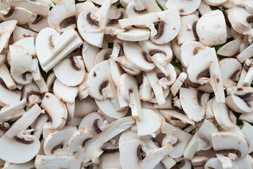 Chopped mushrooms. Agaricus bisporus