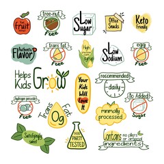 Label for healthy product quality, sticker set