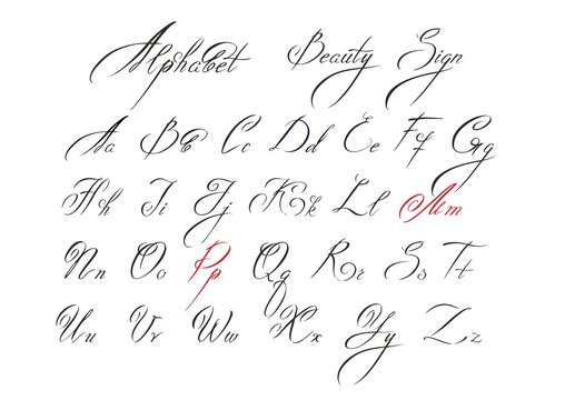 Calligraphy alphabet, logo, sign, handwritten signature, lettering font