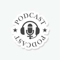 Podcast sticker icon isolated on white background