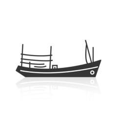 Solid icons for Boat and shadow, vector illustrations