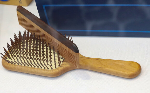wooden female brush and comb
