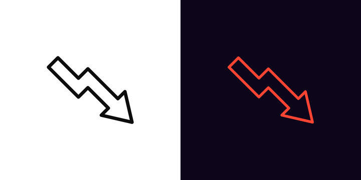 recommend clip art: Outline decrease arrow icon, with editable stroke. Decline chart sign, downward arrow pictogram