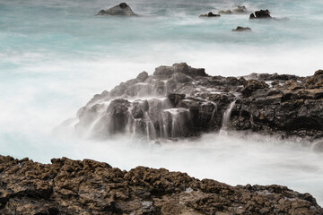 Surf And Lava Coastline Long Exposure, La Palma