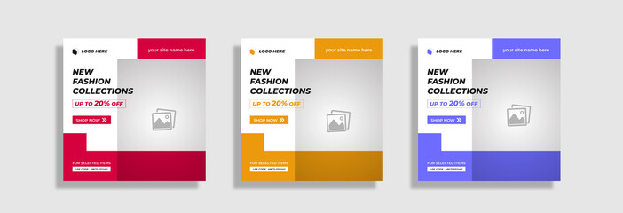 Fashion sale square social media post or banner template for new arrival promotion