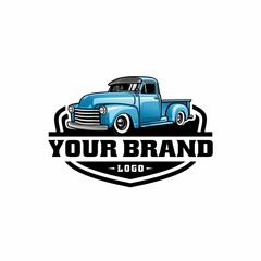 old classic truck, american retro truck illustration logo vector © winana