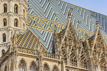 Obraz premium Close-up of the famous Stephansdom church in Vienna, Austria