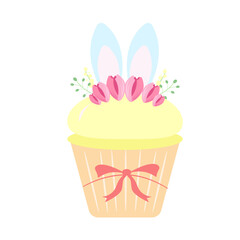 cupcake with pink flowers