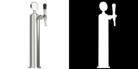 3D rendering illustration of a single beer tap