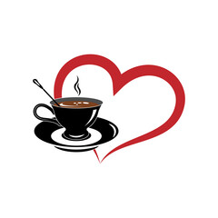 A love icon for a hot coffee drink on a white background.