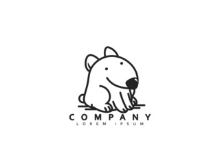 Obraz na płótnie Canvas Funny dog icon. Linear drawing style logo, emblem. Home pet happy dog. Vector illustration