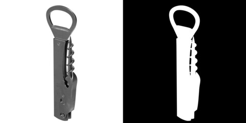 3D rendering illustration of a single lever corkscrew