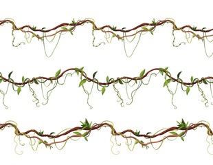 Seamless liana or vine pattern for 2d games. Jungle tropical climbing plants. Cartoon vector illustration. © Дарья Михайлова