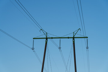 Fototapeta premium power lines of blue sky