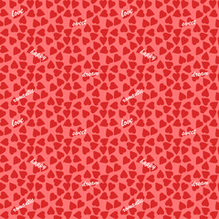 Vector seamless love symbol pattern, with stylish hearts and word 