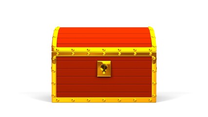 Red treasure chest on white background.
3D illustration for background.
