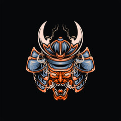 devil samurai illustration vector design