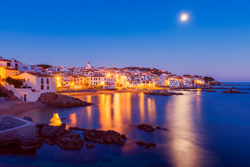 Obraz premium Village of Calella de Palafrugell in Catalonia Spain at dusk
