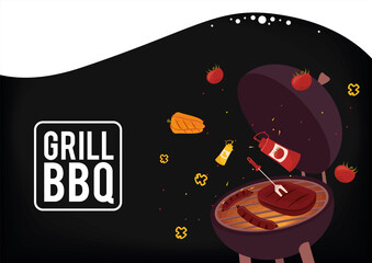 grill bbq lettering with oven
