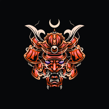 devil samurai illustration vector design