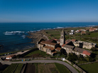 Aerial view of Cistercian monastery, monastery of Oia, Pontevedra.