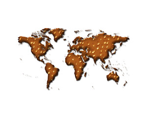 World Map  Earth symbol Cookies chocolate icon logo illustration
