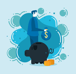piggy savings with businessman